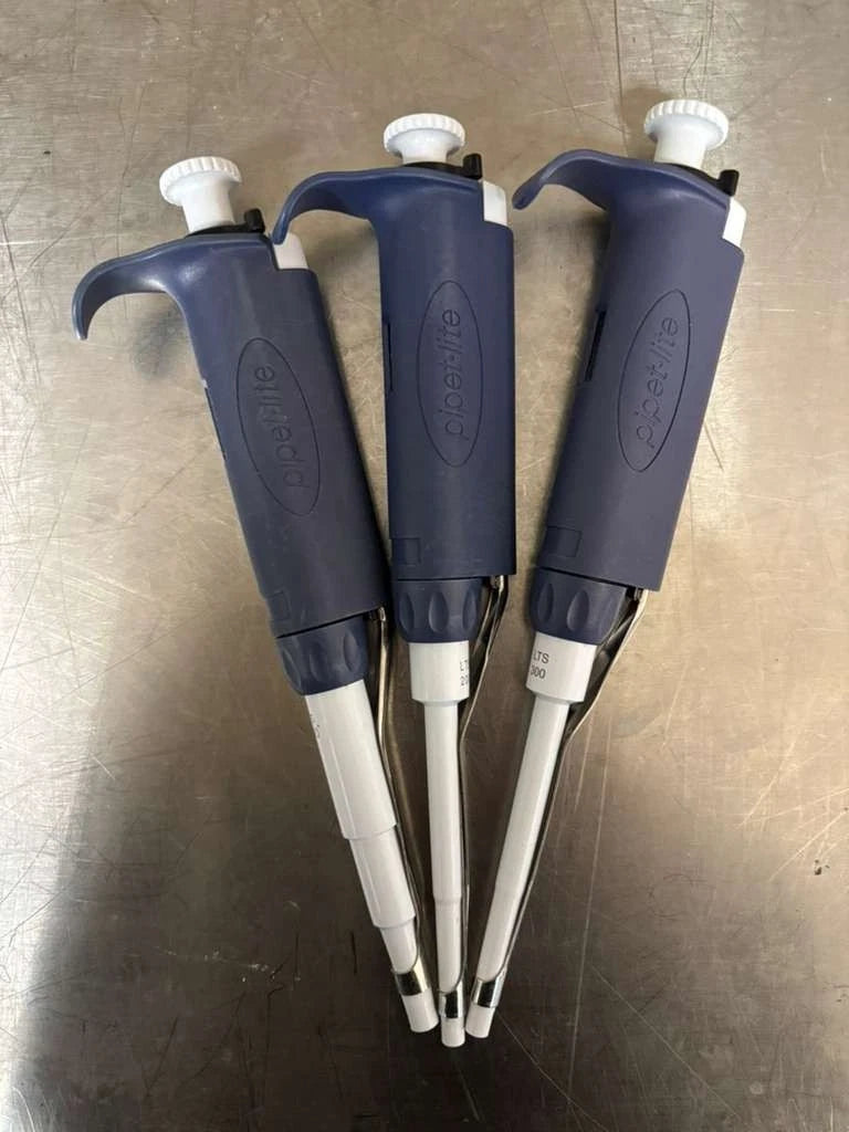 Set of 3 Rainin Pipet-Lite LTS Single Channel Manual Pipette L:200-300-1000