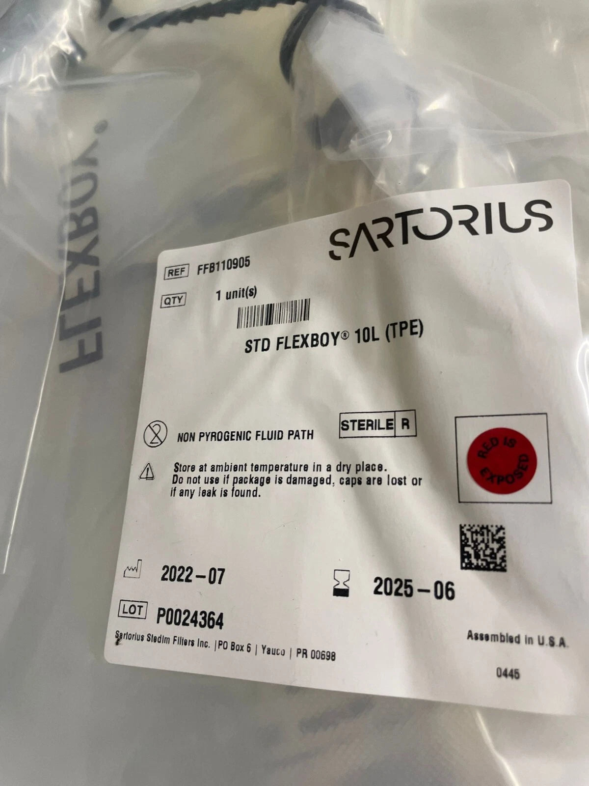 Sartorius Stedim FFB110905 STD Flexboy 10L TPE LOT OF 8 BAGS EXP. 2025/06