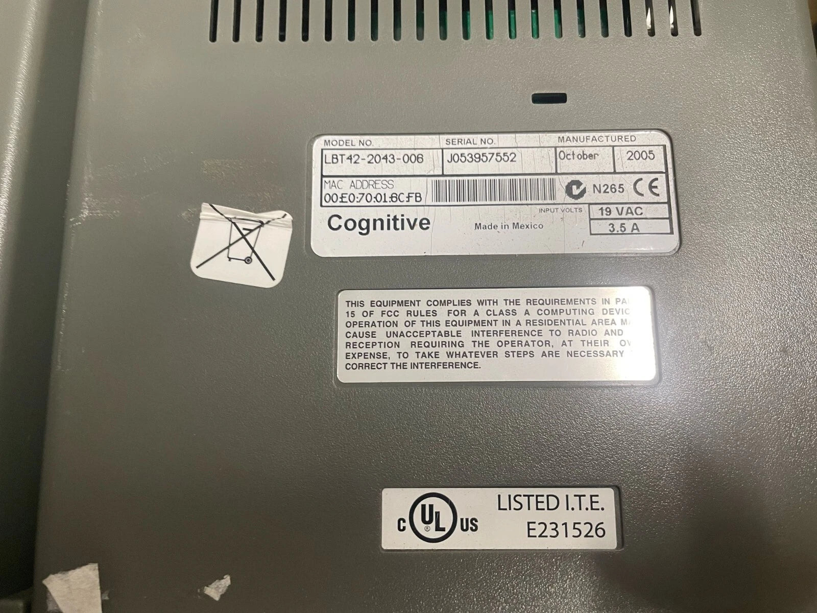 LOT OF 2 Cognitive LX LPT42-2043-006 Thermal Label Printer