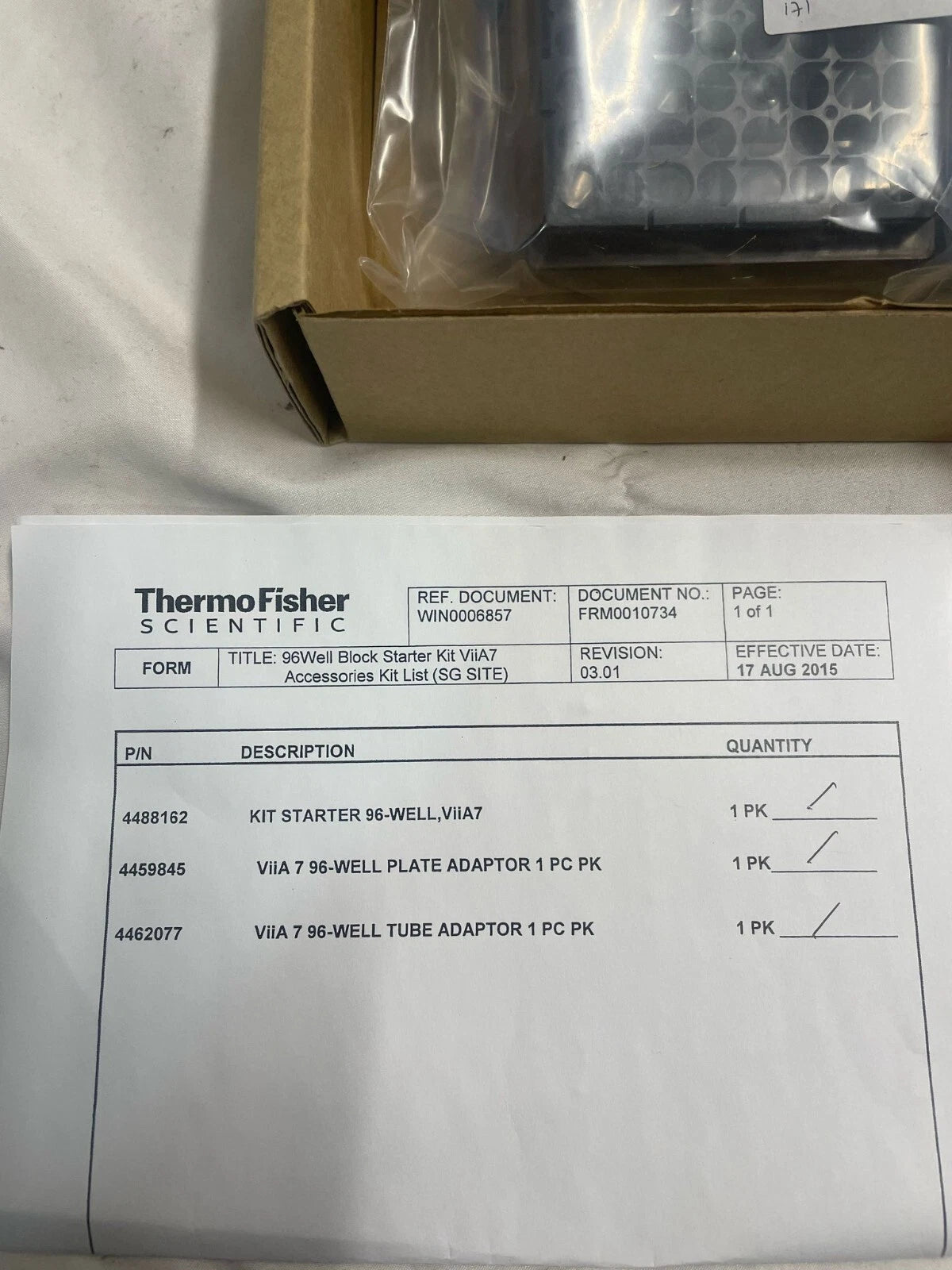 Applied Biosystems ViiA 7 Tube Adapter 4462077 and 96 Well Starter Kit 4488162