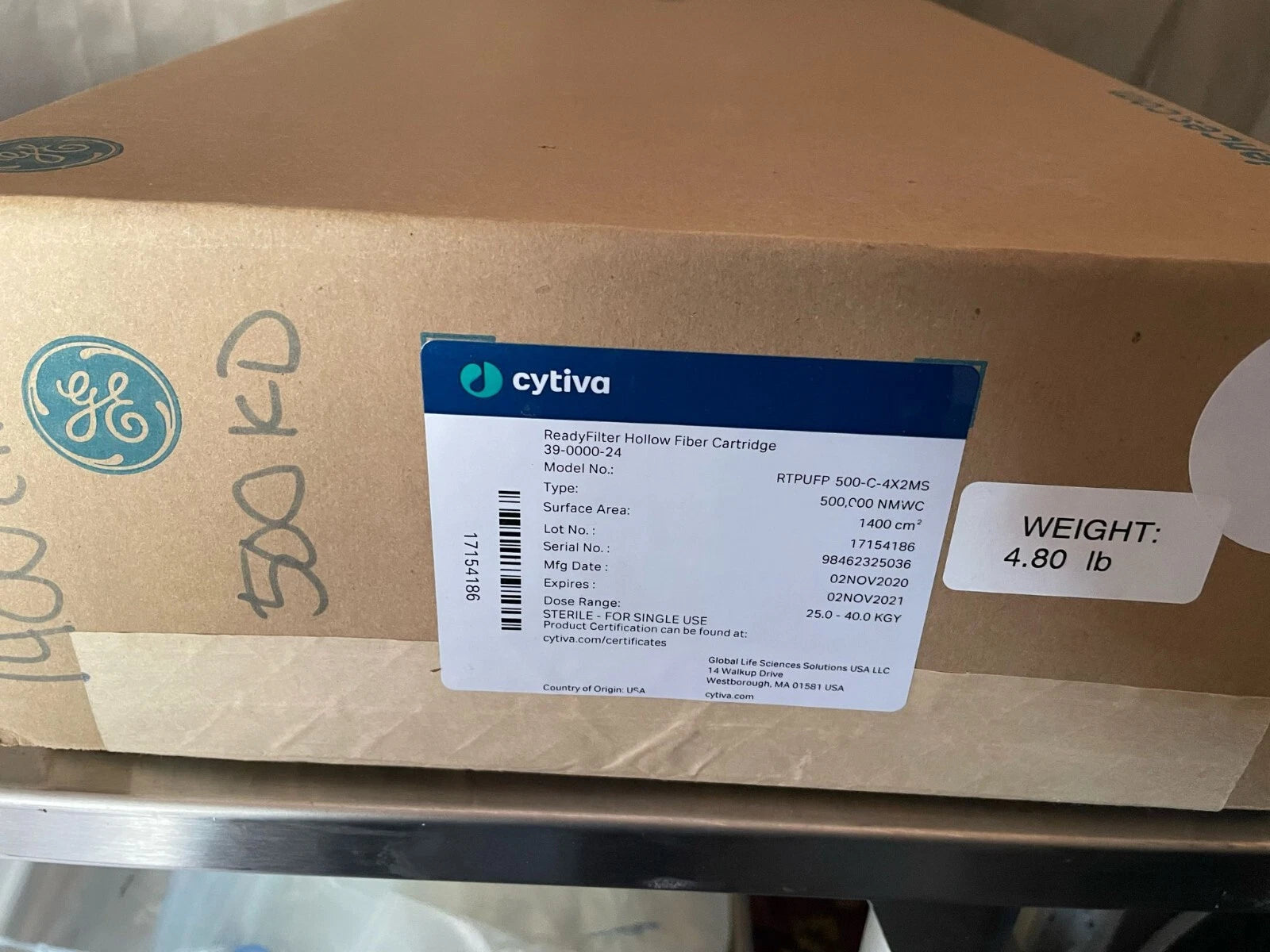 Cytiva ReadyFilter Hollow RTPUFP-500-C-4X2MS Cartridge 500,000 NMWC, 1400cm2,