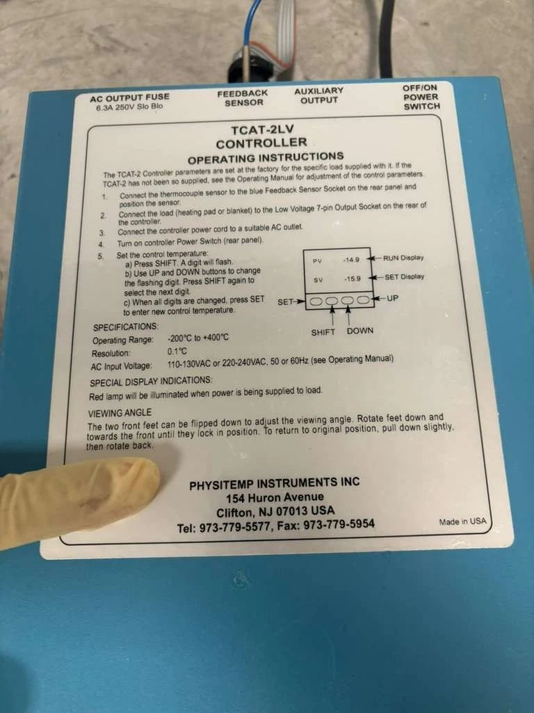 Physitemp TCAT-2LV Controller with Heating Plate and Temperature Probe
