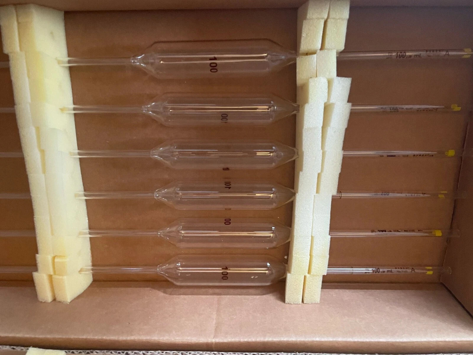 PYREX 100mL ReusableGlass Volumetric Pipets Class A Colored Graduations 7100-100