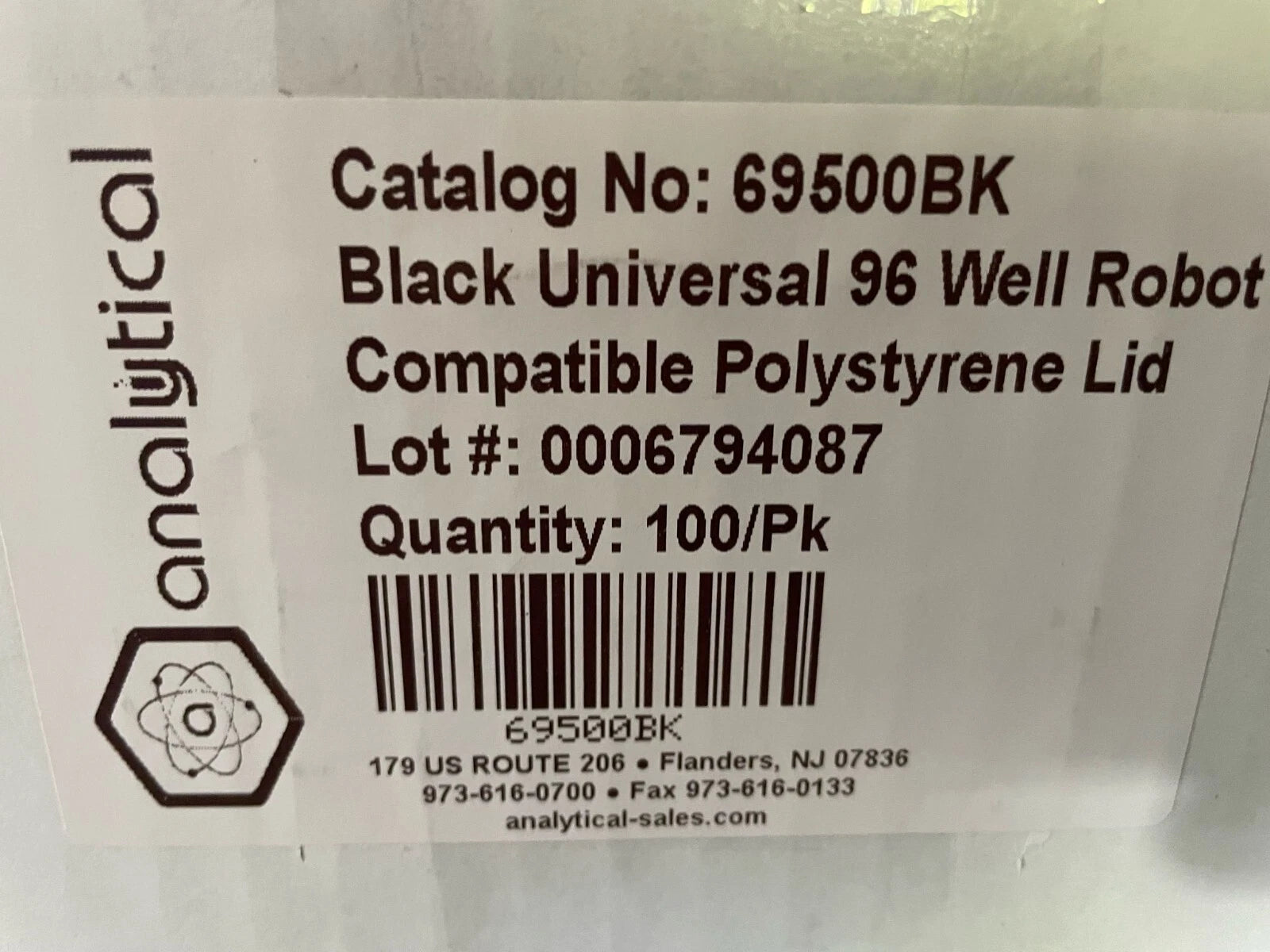 Analytical Reservoir Lid, Black Universal 96 Well Robot Ref. 69500BK 100/Pk