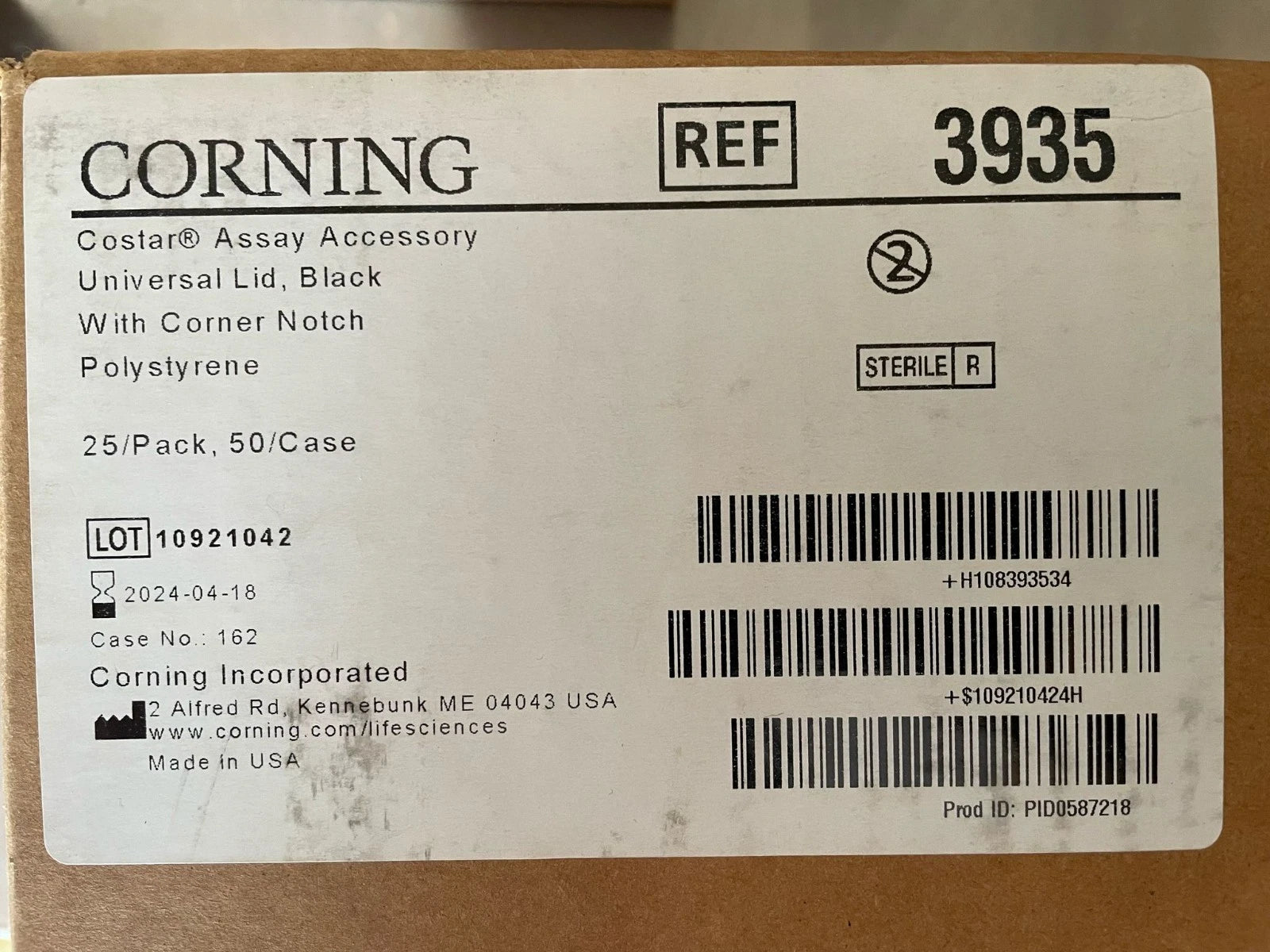 Corning Costar 3935 Universal Lid, Black (Case of 50) Brand New Selead