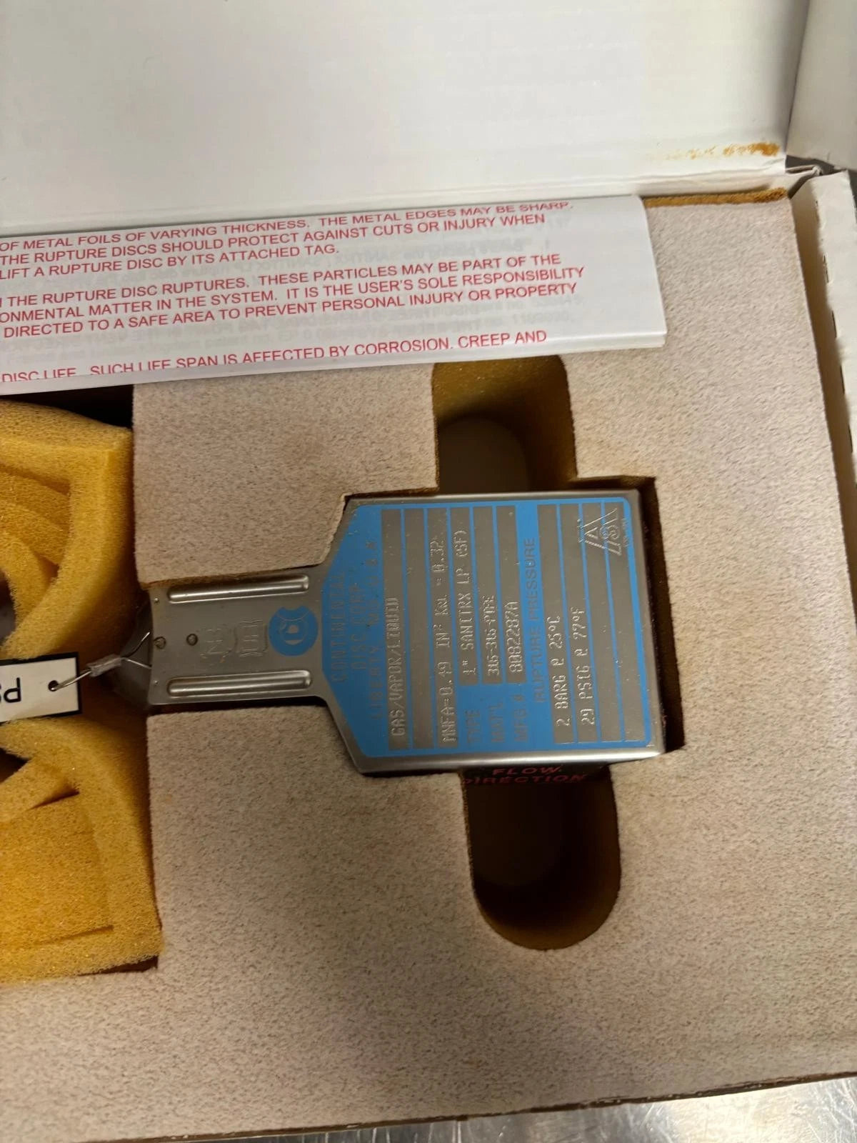 Continental Rupture Disc 1" SANITRX LP (SF) MFG #8082287A