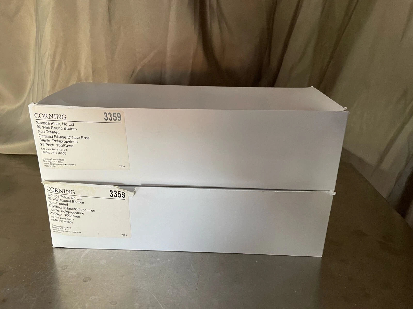 CORNING 96-Well Clear Microplates Sterile Round Bottom No Lids 3359 50/Pack