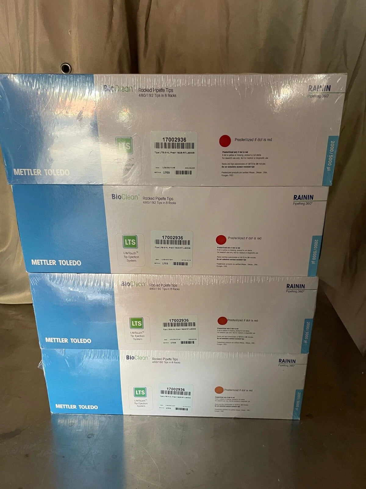 RAININ LTS 5mL Racked Pipette Tips RT-L5000S 17002936 lot of 4 boxes
