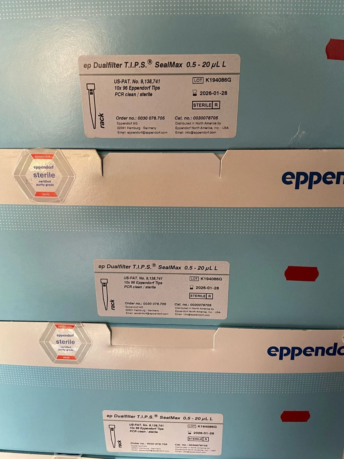 Eppendorf 0030078705 ep Dualifilter T.I.P.S SealMax 0.5-20 µL - lot of 5 Boxes