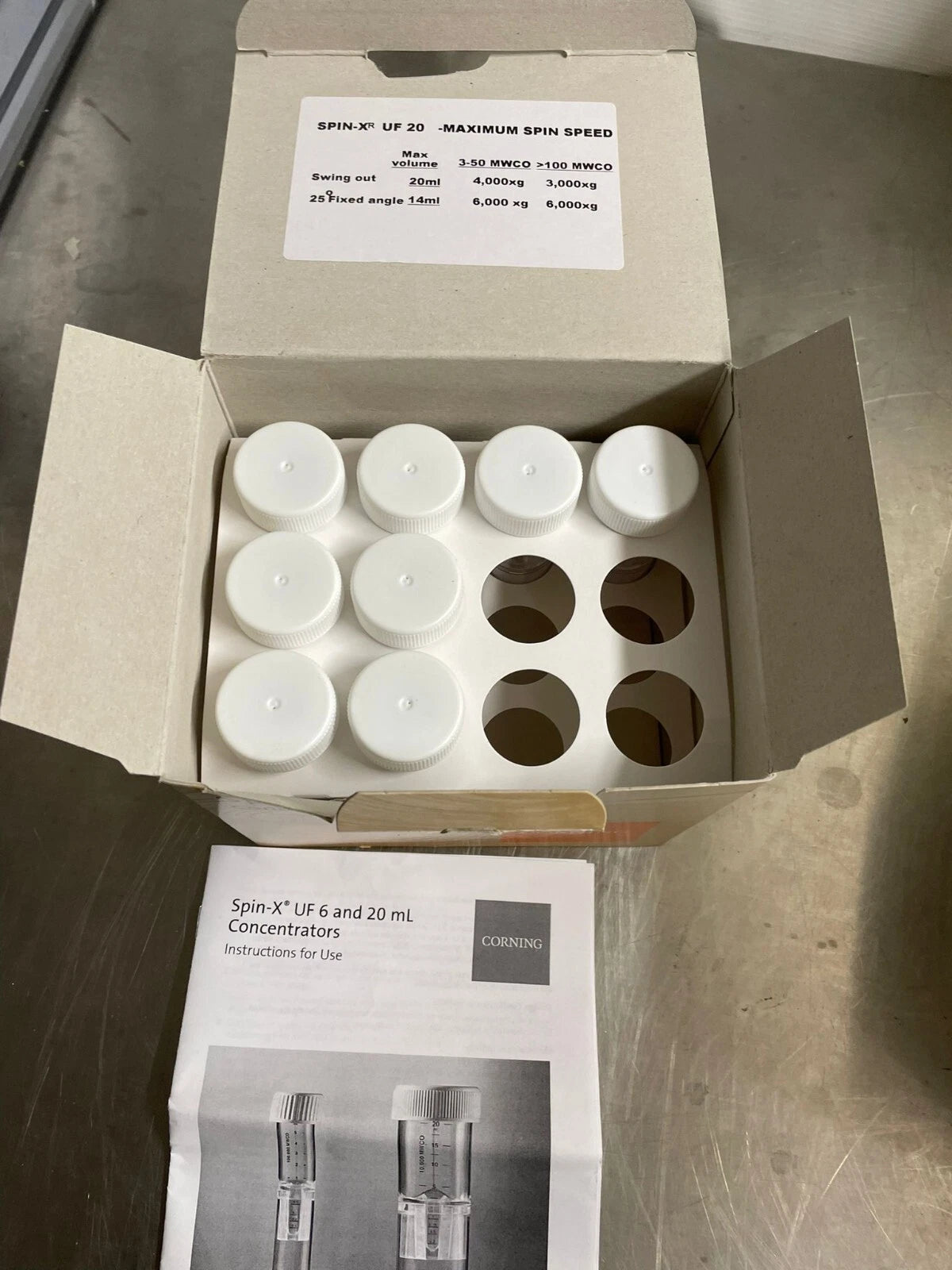 (8) CORNING Spin-X UF 20mL Concentrator 100k MWCO PES 431491