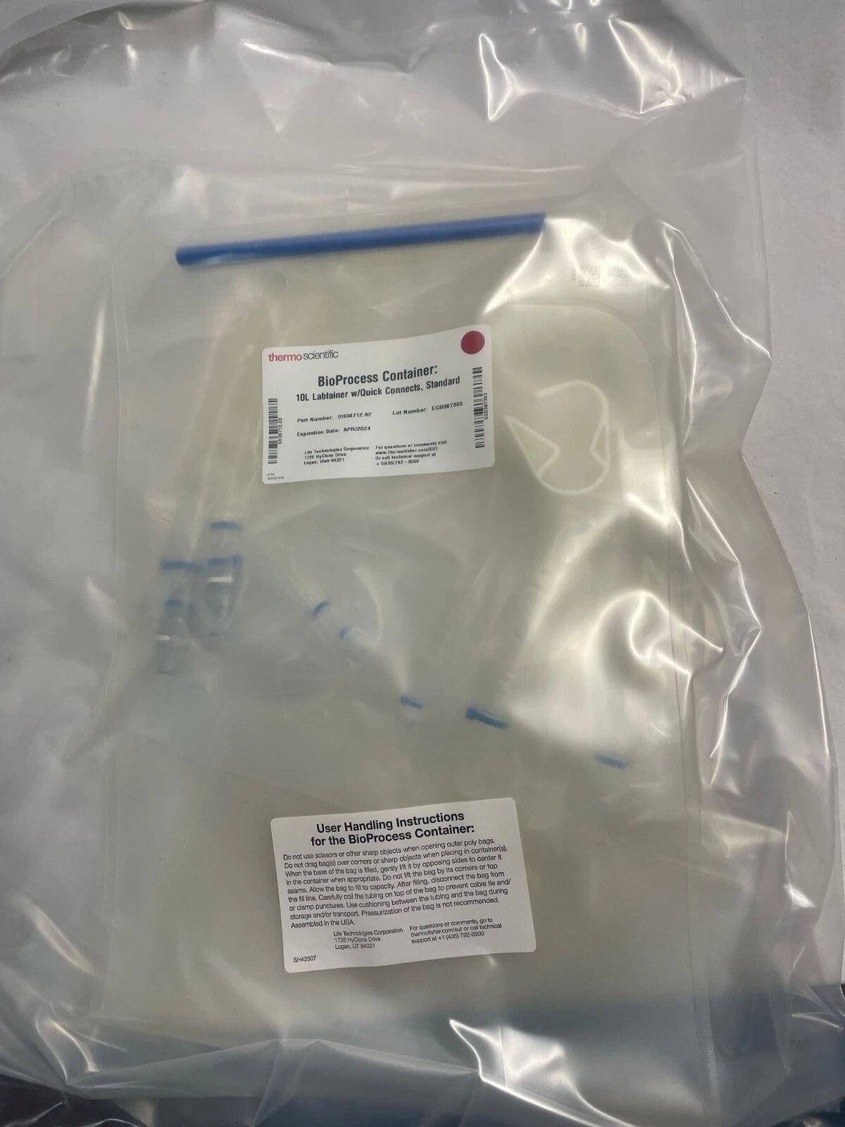 10PCS Thermo Scientific Labtainer 10L Bioprocess Containers SH30712.02 Bags Tube