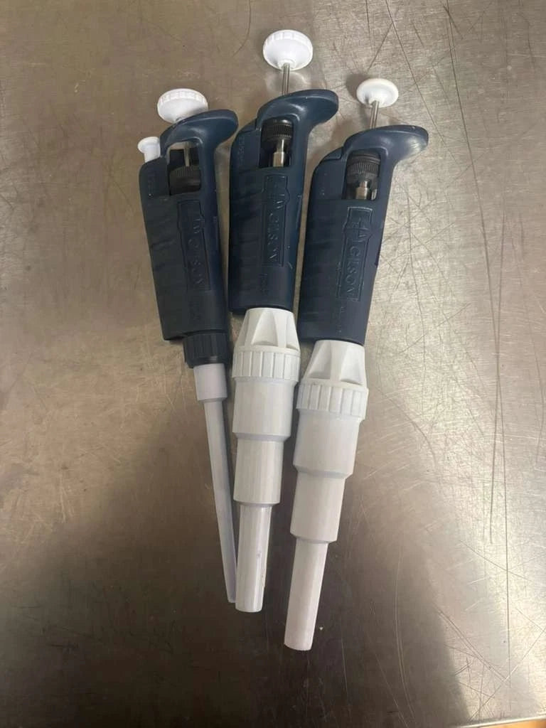 Set of 3 Gilson Pipetman Manual Air Displacement Metal Ejector