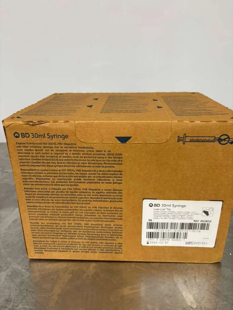 OEM BD 302832 30mL General Purpose Syringe Luer Lok Tip Syringe BD Luer-LoK 30mL