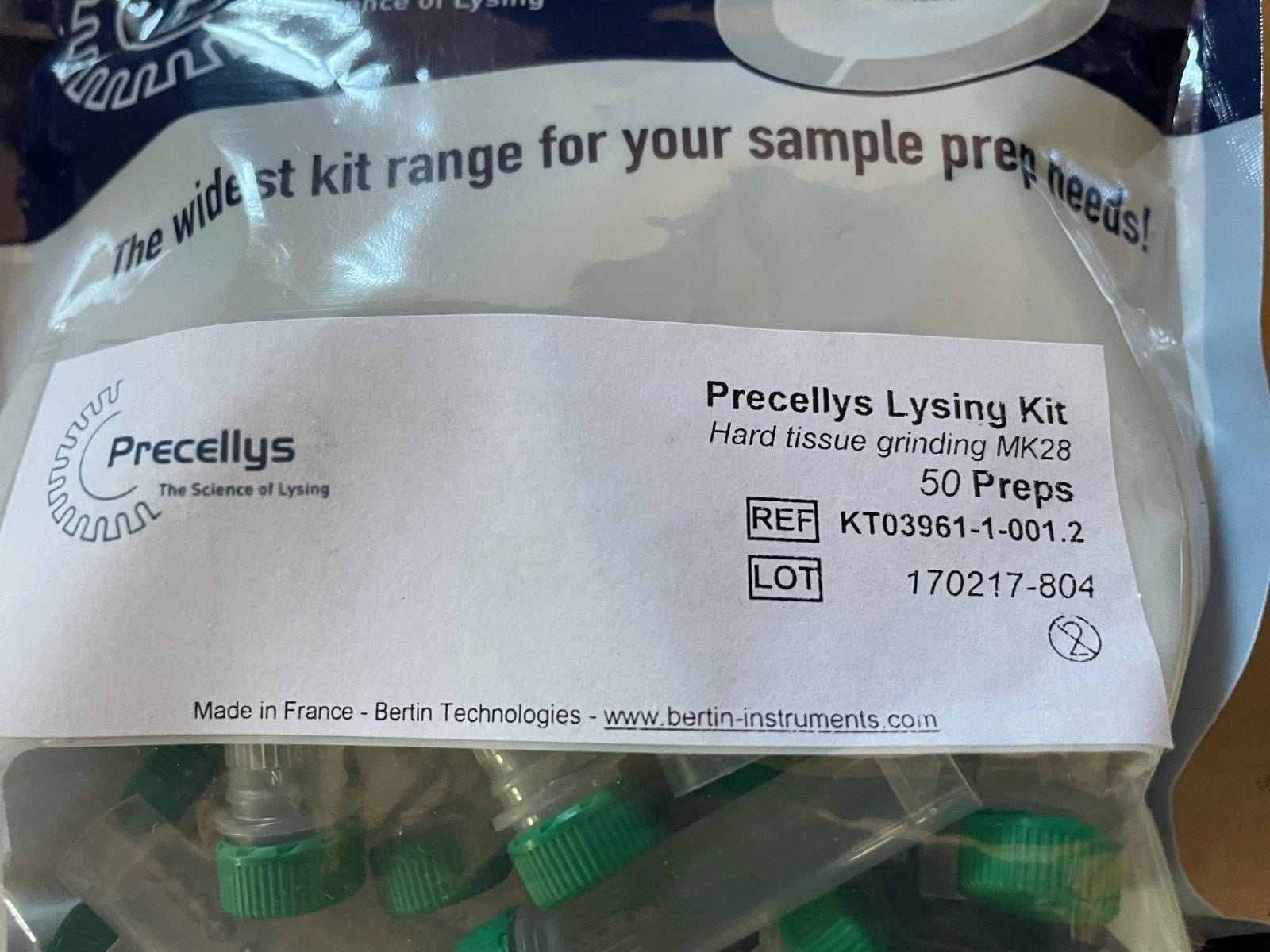 Precellys Lysing Kit KT03961-1-001.2 for 2 bags total opf 150 preps