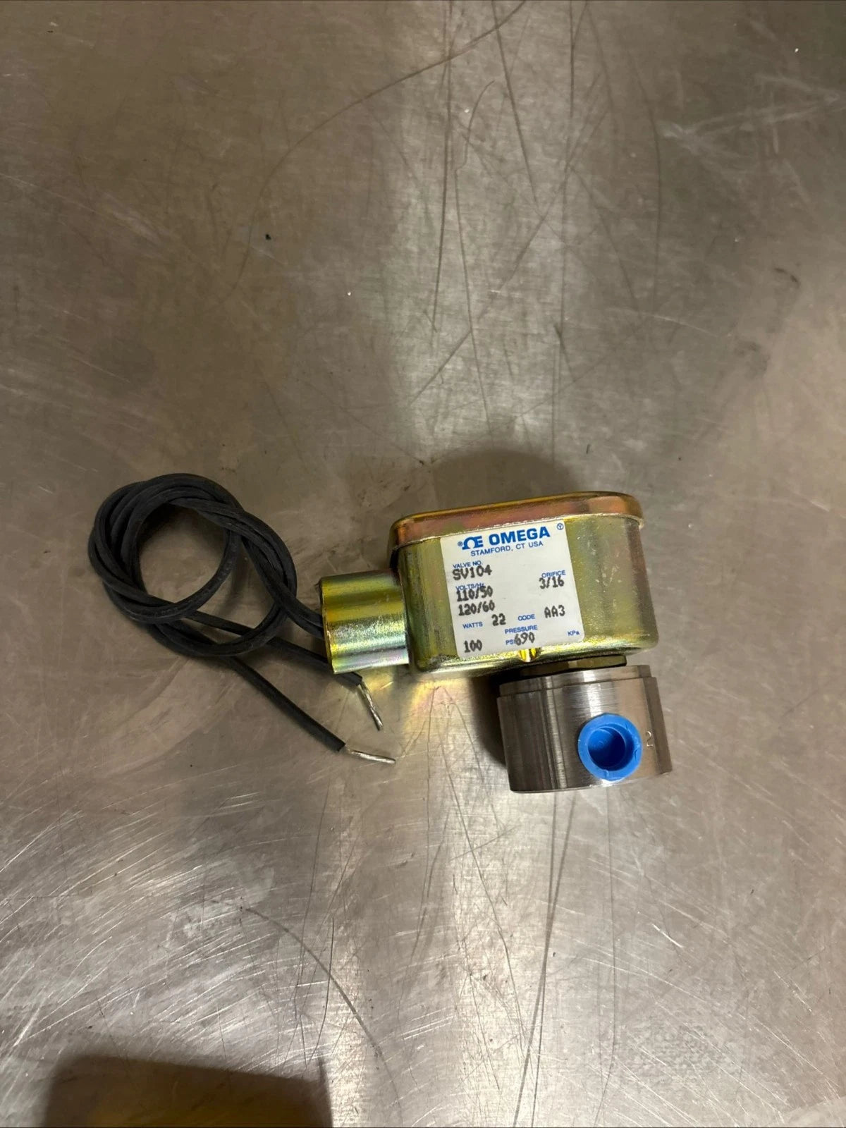 OMEGA 2-Way Normally Closed Pilot Operated Solenoid Valve SV104 Orifice 3/16