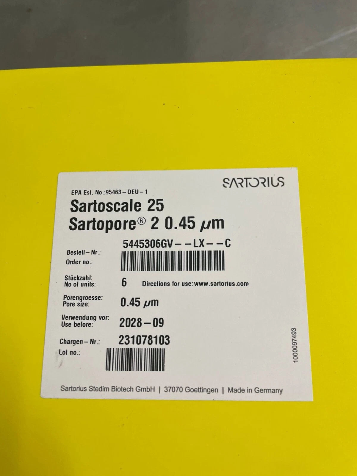 Santorius SartoScale 25 Sartopore 2 0.45 um 5445306GV--LX--C exp. 2028