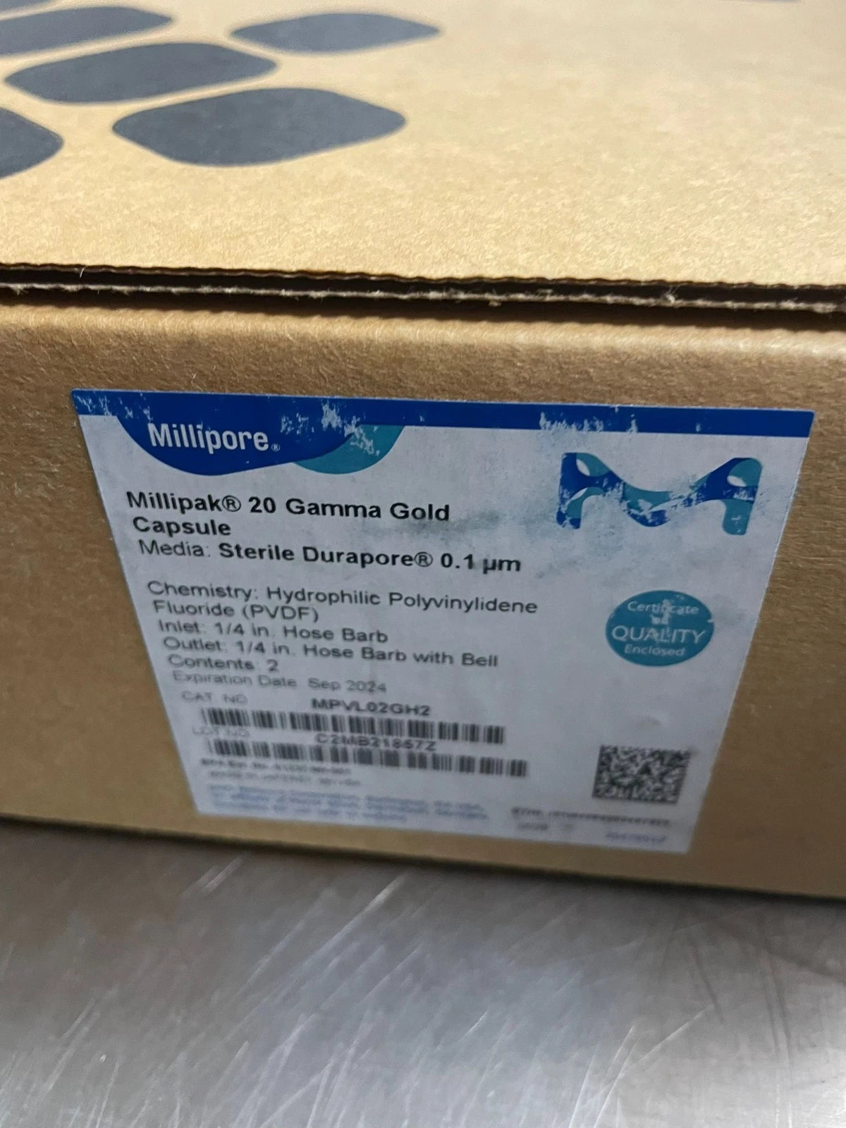 MILLIPORE Sterile Millipak 20 Gama 0.1 µm with 1/4 in. HB/HB w/bell MPVL02GH2