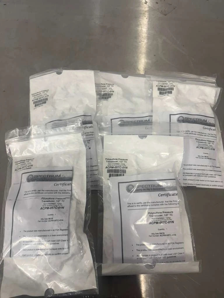lot of 5 Repligen Polysulfone Pressure Transducer 1/2” TC, ACPM-05TC-01N
