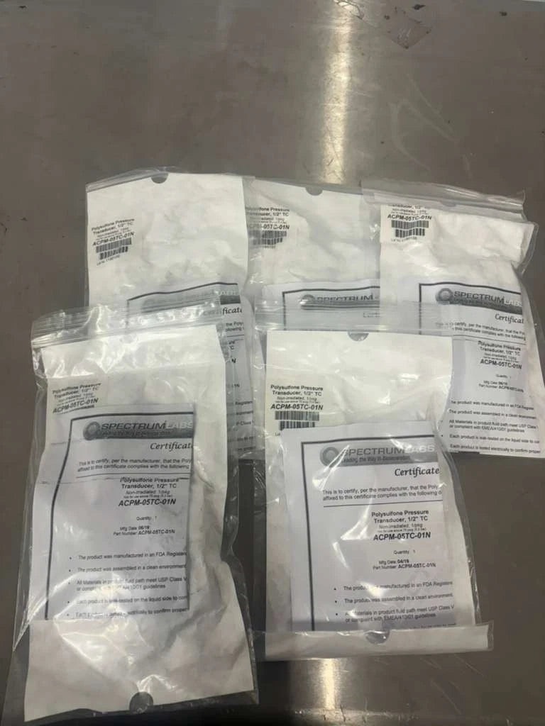 lot of 5 Repligen Polysulfone Pressure Transducer 1/2” TC, ACPM-05TC-01N