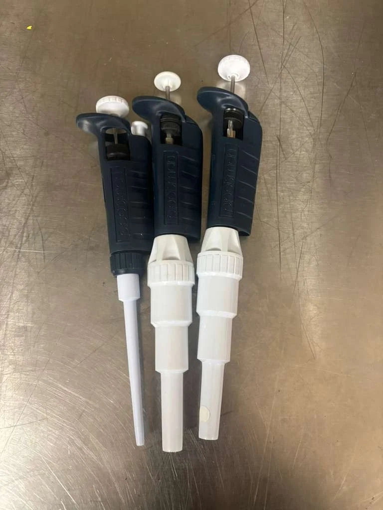 Set of 3 Gilson Pipetman Manual Air Displacement Metal Ejector