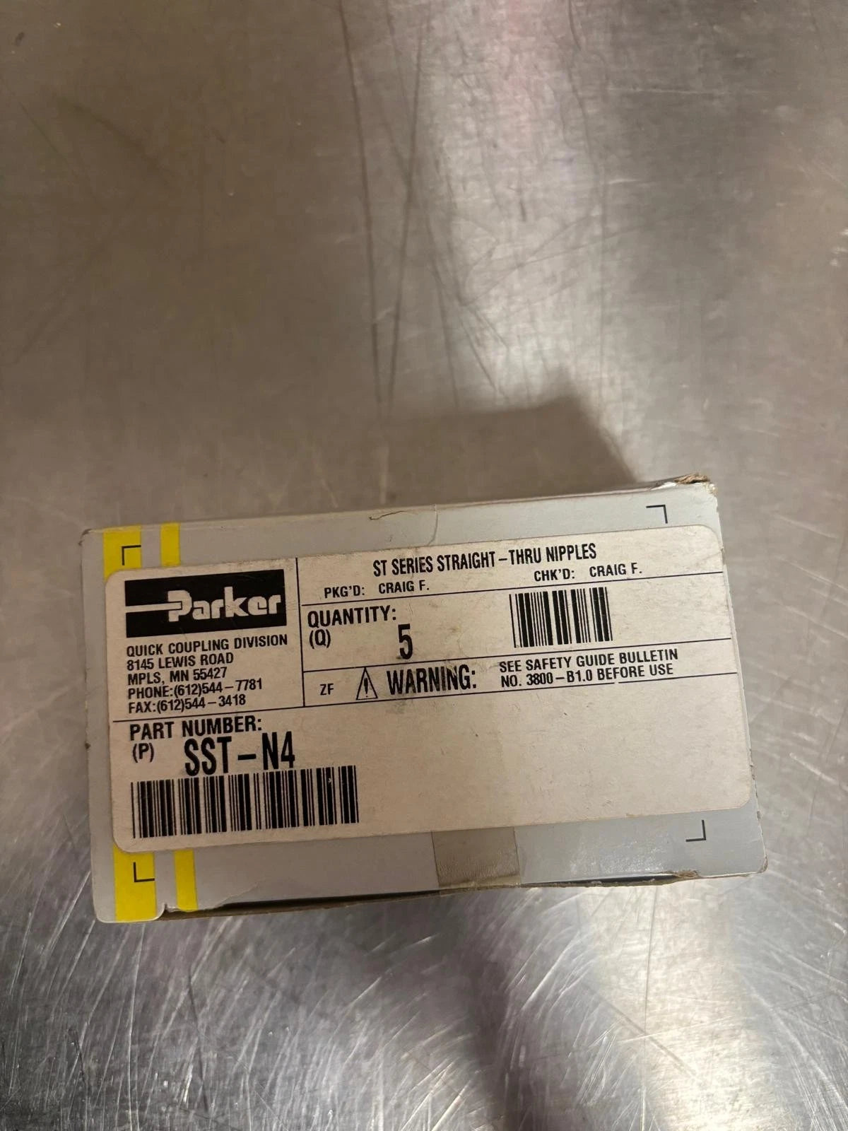 Box of 5 PARKER SST-N4 Quick Connect