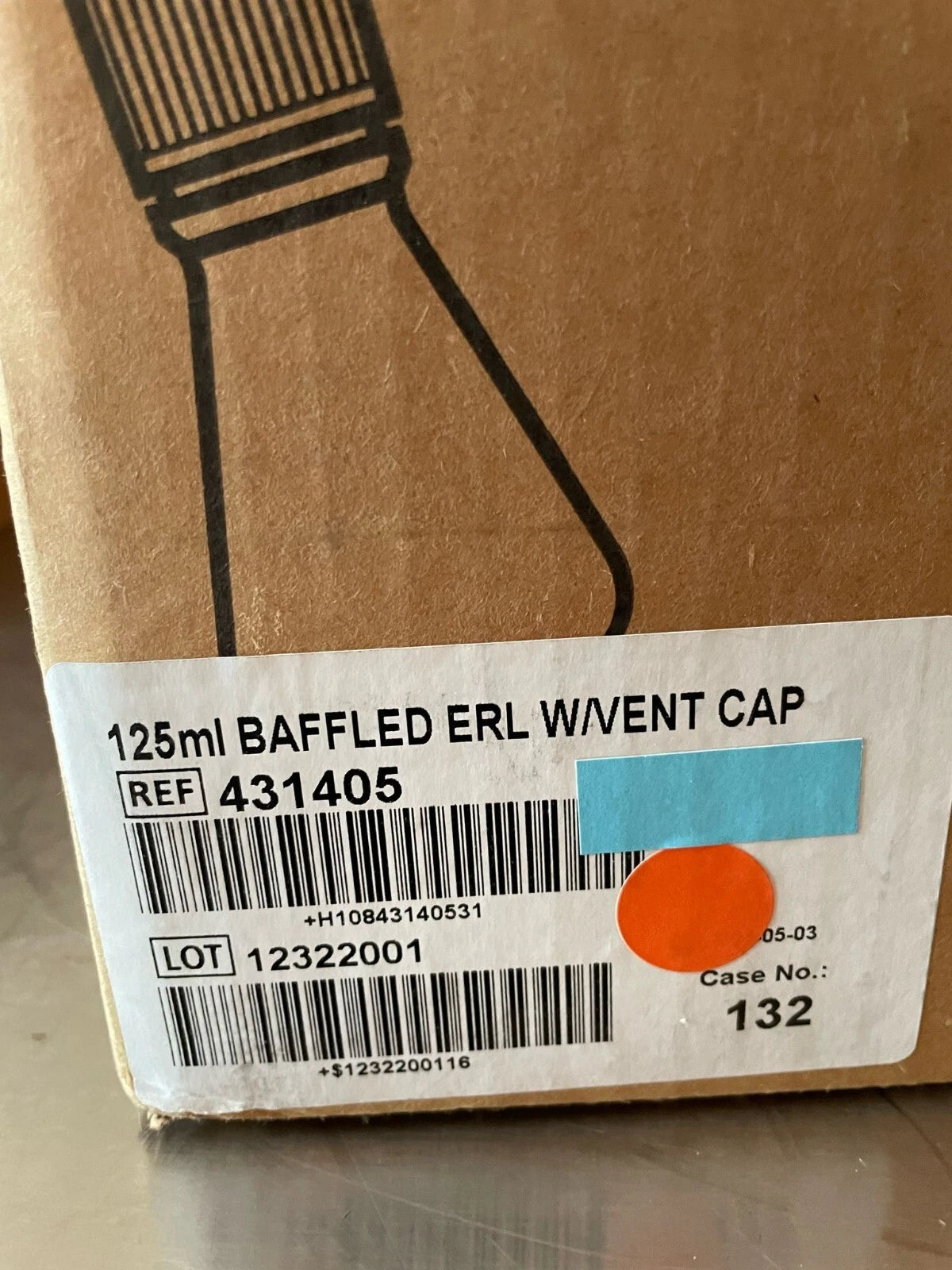 Corning 431405 125ml Baffled Polycarbonate Erlenmeyer Flask with Vent Cap 50/cas