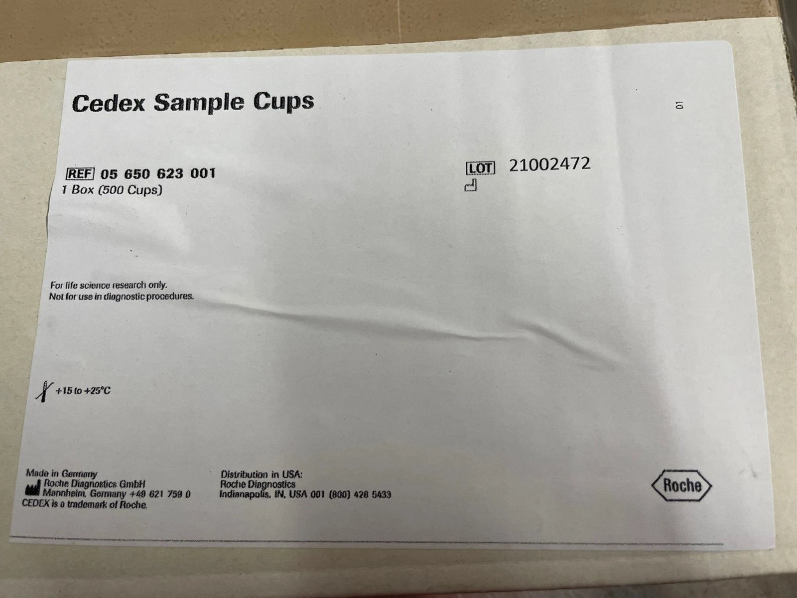 Roche Diagnostics SAMPLE CUPS BLUE TRANSPARENT Ref. 05650623001 1 box (500 cups)