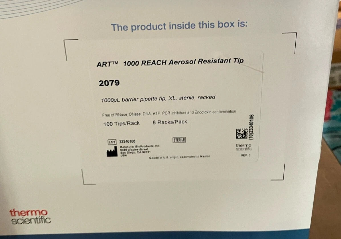 THERMO ART 1000µL Reach Aerosol Pipette Tips XL sterile 2079 lot of 3 boxes