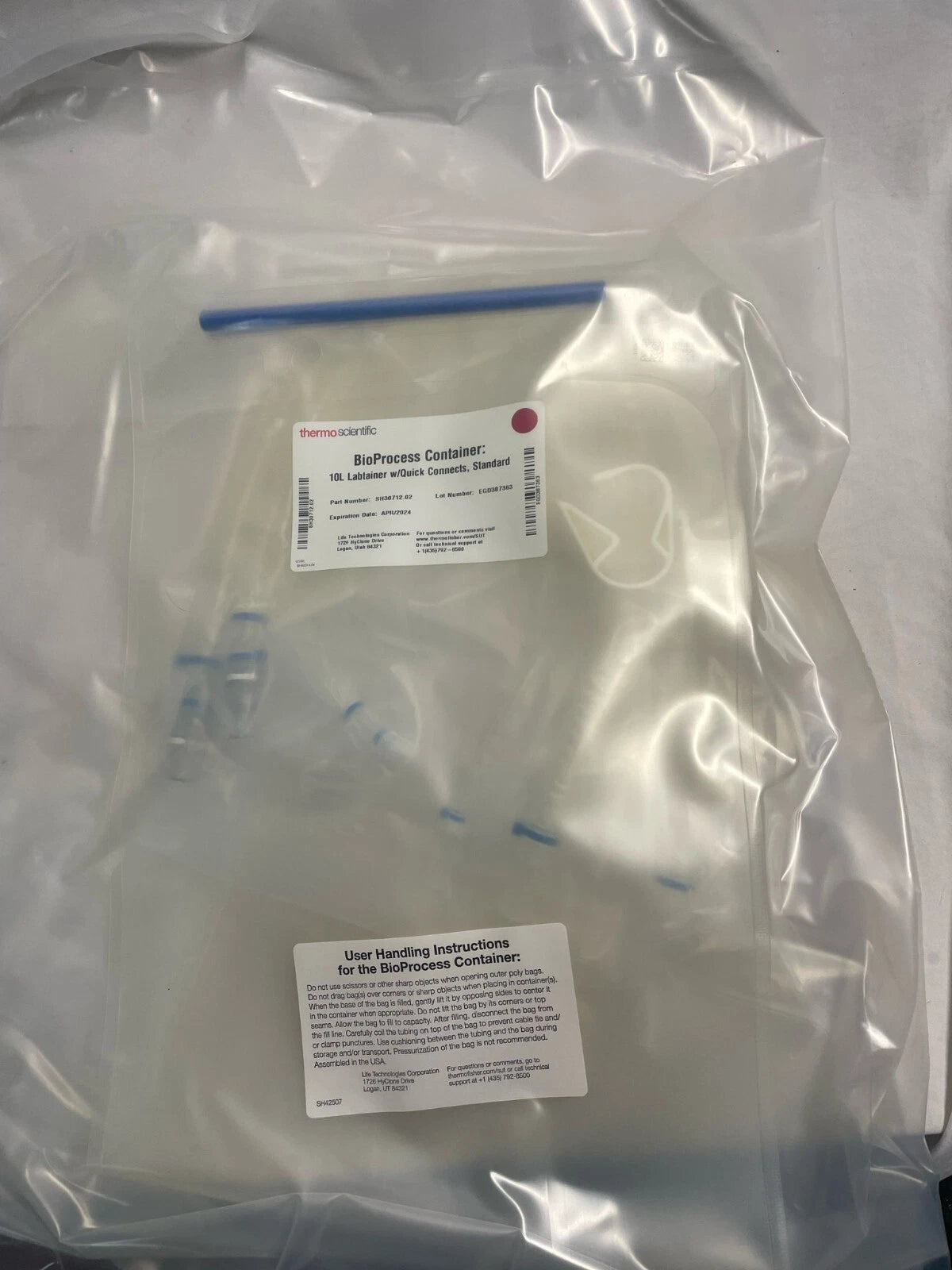 10PCS Thermo Scientific Labtainer 10L Bioprocess Containers SH30712.02 Bags Tube