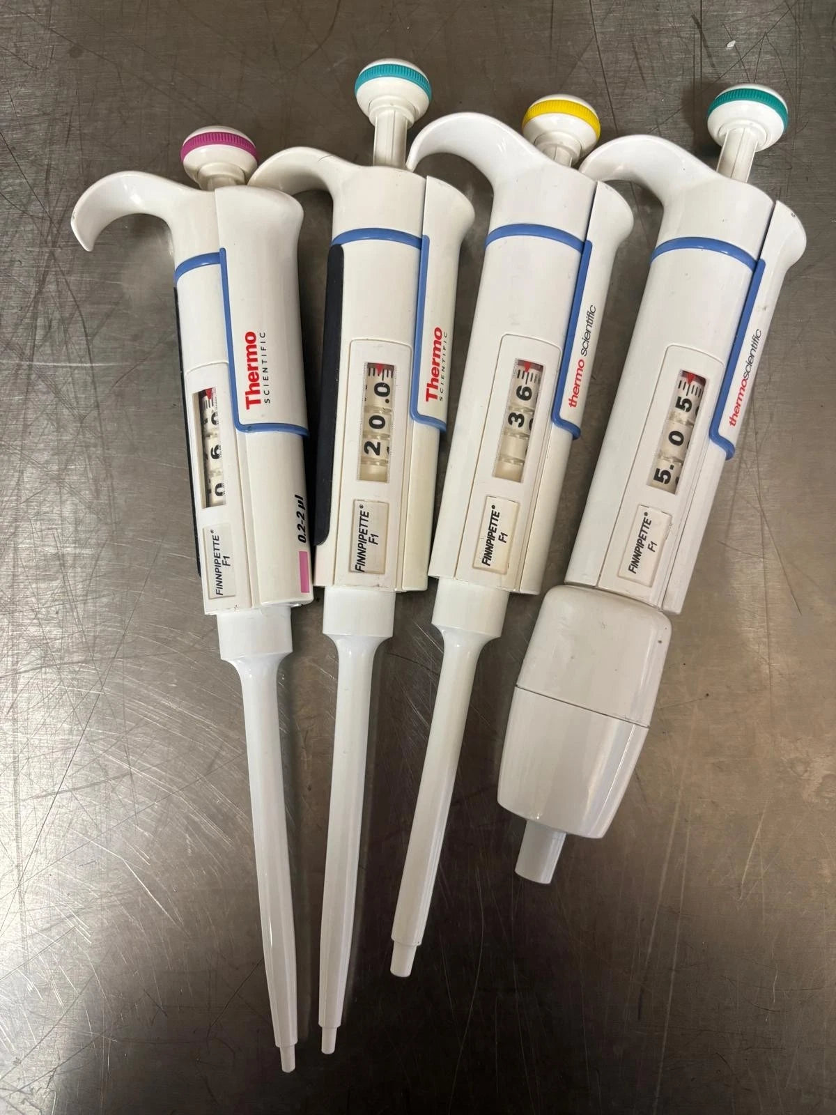 THERMO SCIENTIFIC FINNPIPETTE F1 SET OF 4 0.2-2uL 2-20uL 10-100uL 0.5-5mL