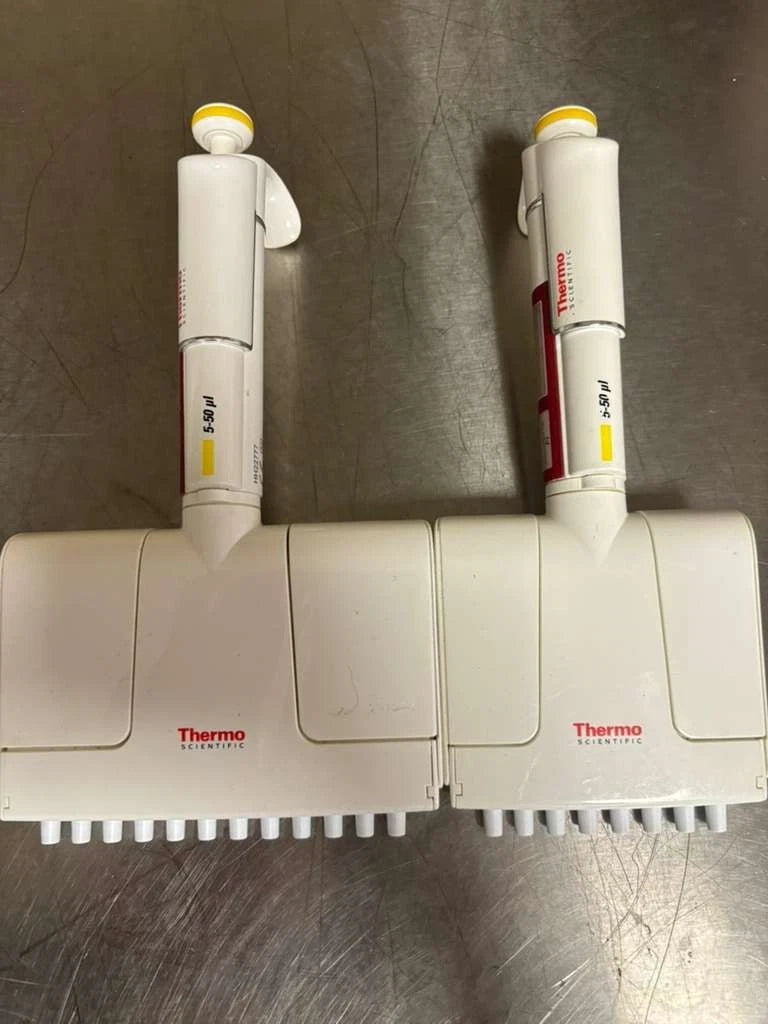 Set of 2 ThermoF1 finnpipette multichannel Pipette 5-50ul 8-12channel