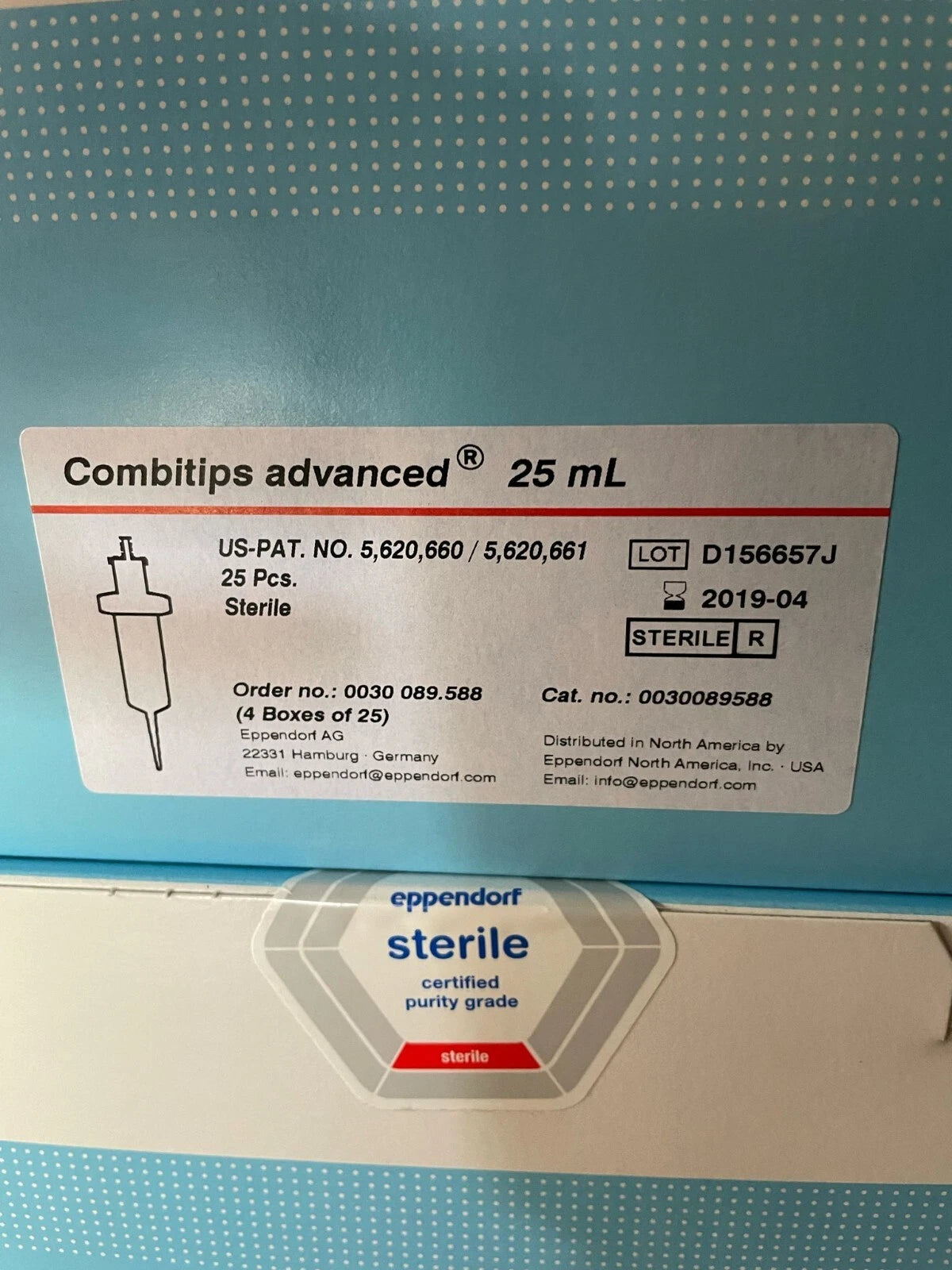 EPPENDORF 25mL Combitips Advanced Pipette Tips Sterile Red 0030089588 lot of 2