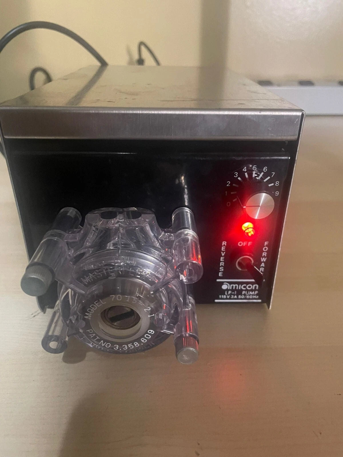 Amicon Model LP-1 Peristaltic Pump + Cole Parmer Pump Heads 7015-21 TCF10#1082