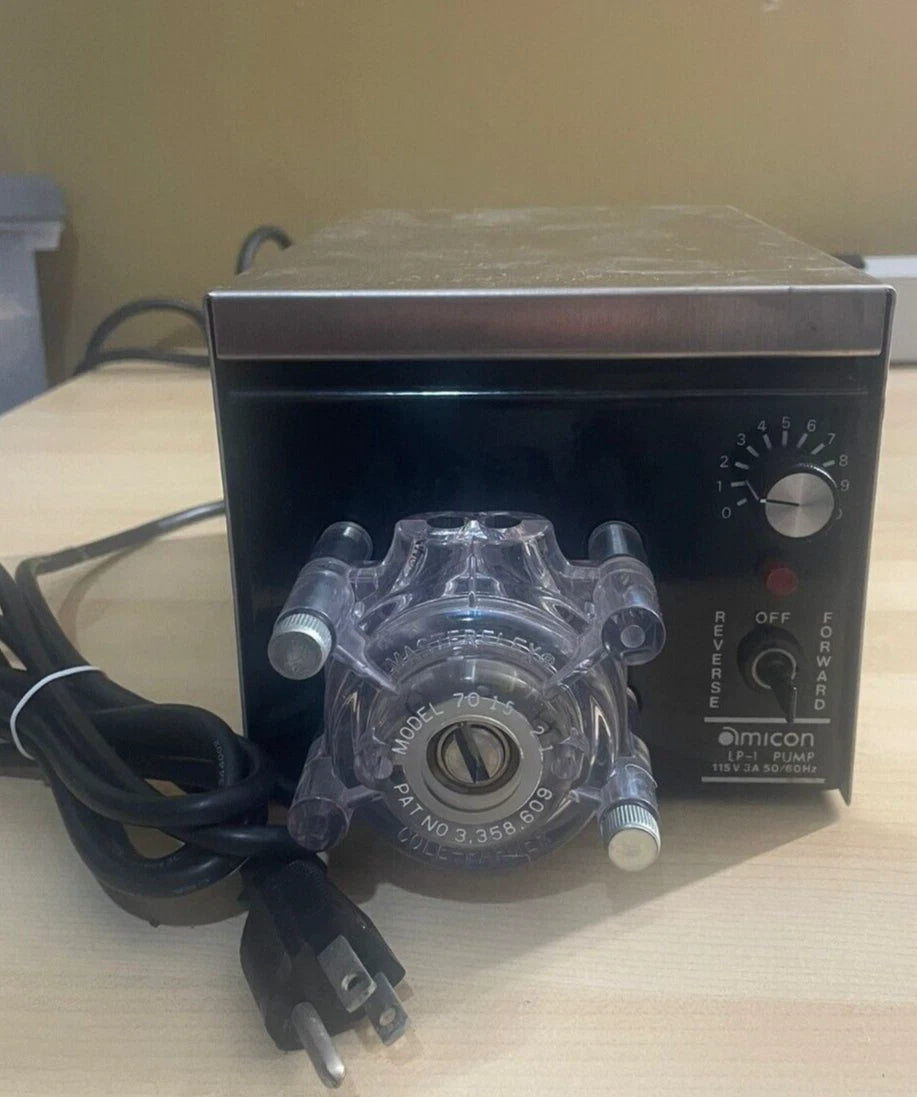Amicon Model LP-1 Peristaltic Pump + Cole Parmer Pump Heads 7015-21 TCF10#1082