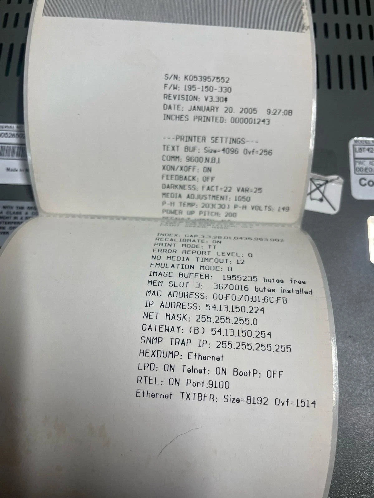 LOT OF 2 Cognitive LX LPT42-2043-006 Thermal Label Printer