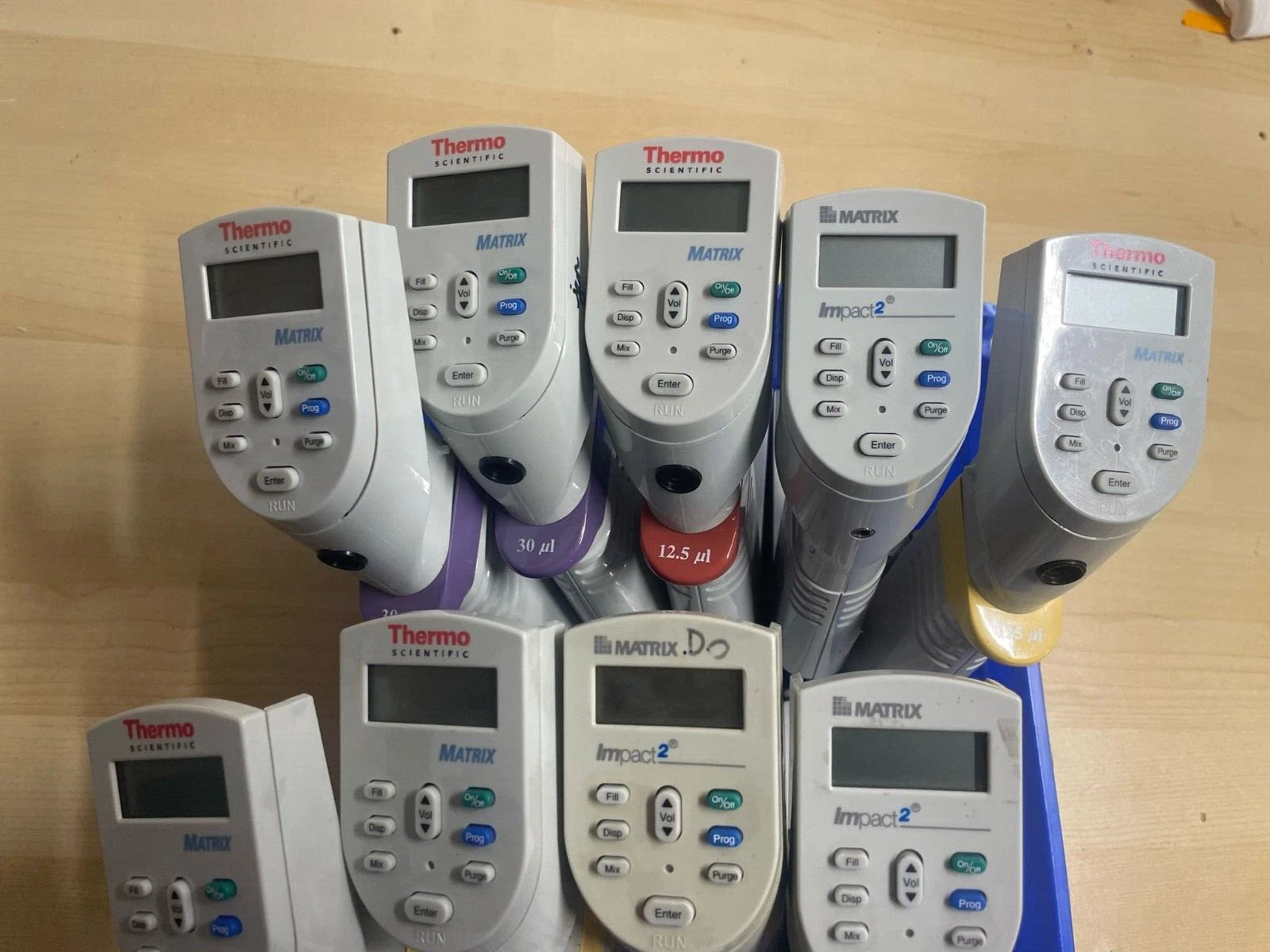Lot of 14 - Thermo Matrix and Matrix 2 Electronic Multi-Channel Pipettes