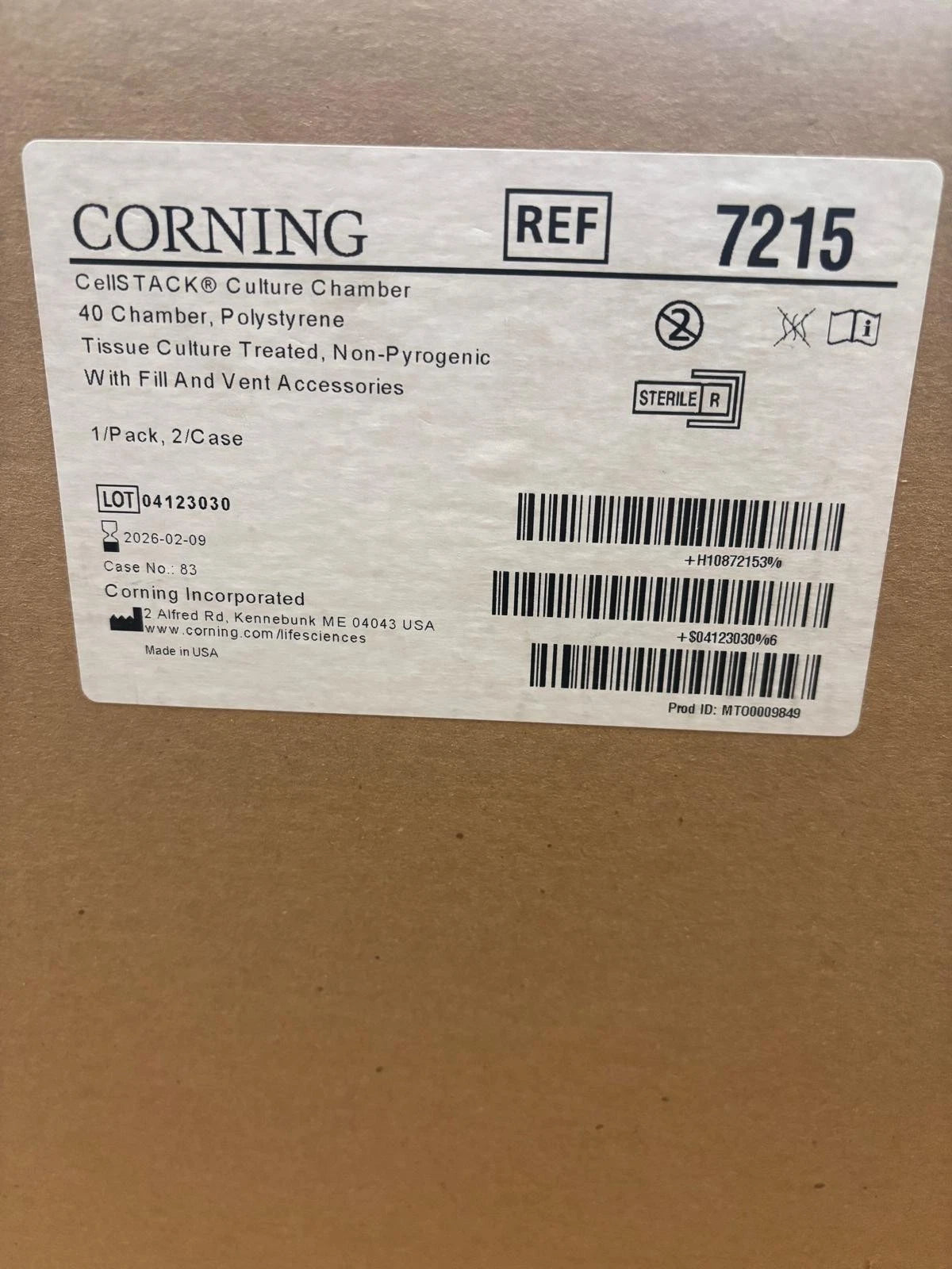 CORNING CellSTACK culture chamber 40 chamber Polystyrene 7215 2 Per Case