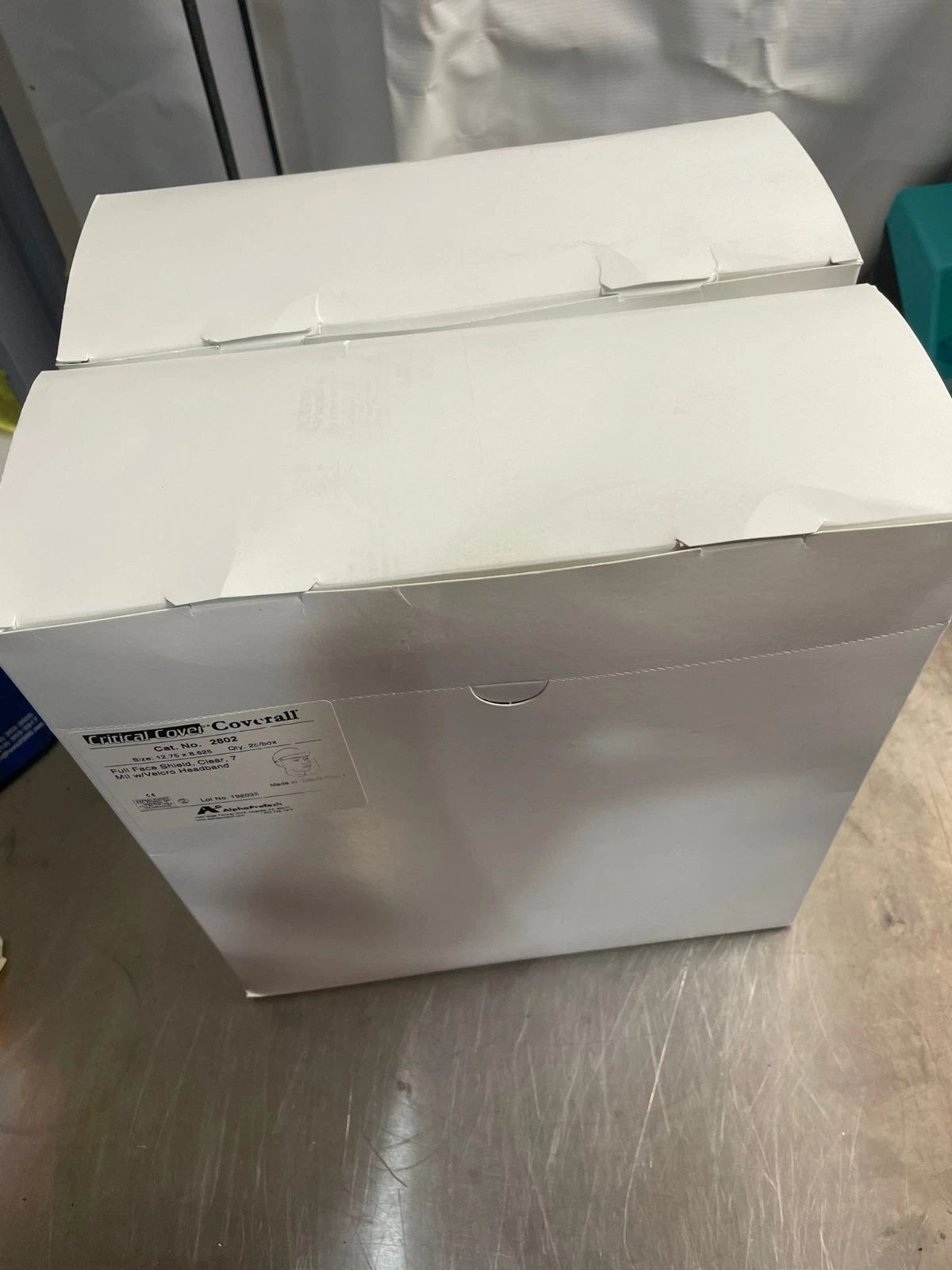 (2) Boxes of 25 Alpha Protech Critical Cover Coverall 2802 Full Face Shields