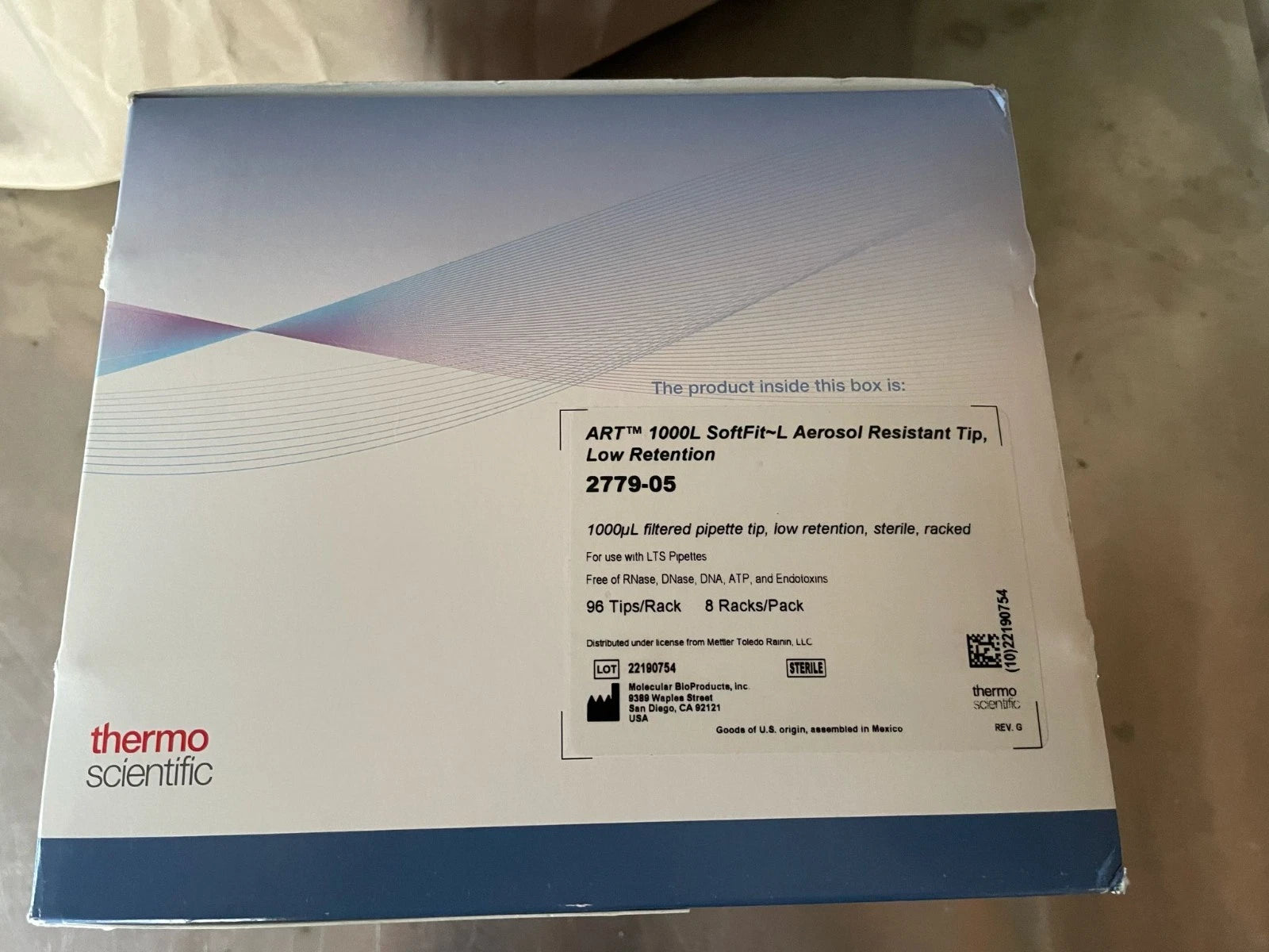 Thermo Scientific ART 1000µL filtered Pipette tip, 2779-05 Sterile 8 Racks/Pack