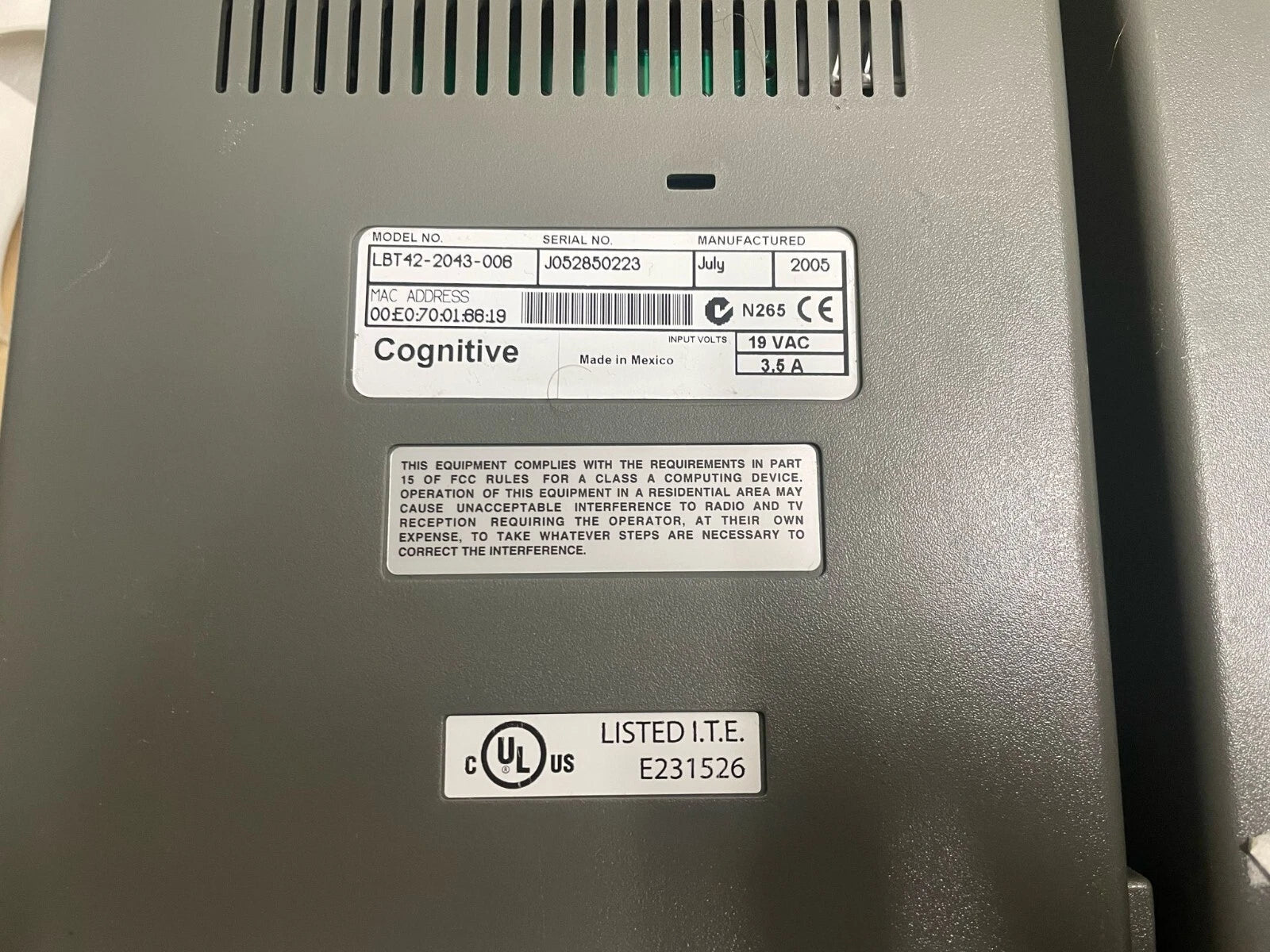 LOT OF 2 Cognitive LX LPT42-2043-006 Thermal Label Printer