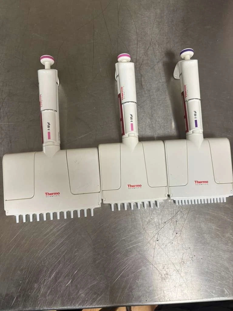 Set of 3 ThermoF1 finnpipette multichannel Pipette 1-10ul 8-12-16 channel