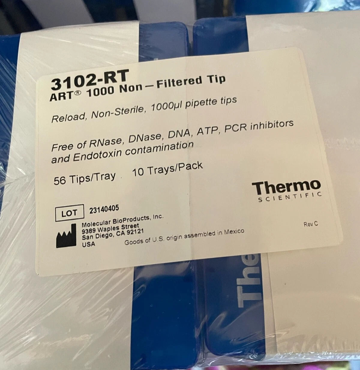 Thermo Scientific 3102RT 1000 μL Universal Fi ART Non-filtered Sterile lot of 2