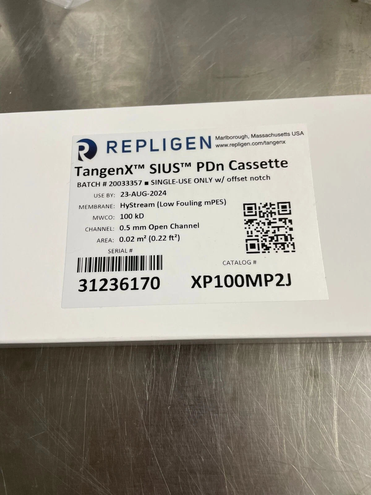 REPLIGEN TangenX SIUS PDn Cassette 0.02m2 HyStream 100kD XP100MP2J sealed