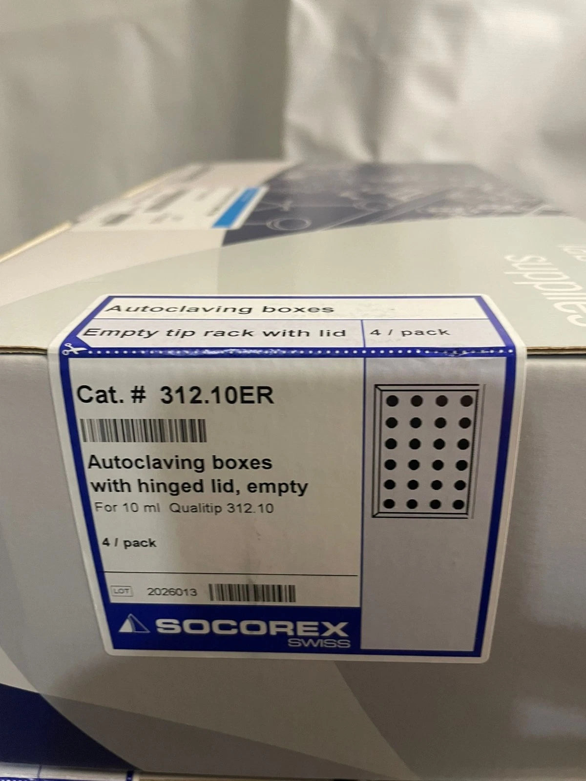 Thermo socorex autoclaving box for 10ml pipette tip w835150, 5 boxes