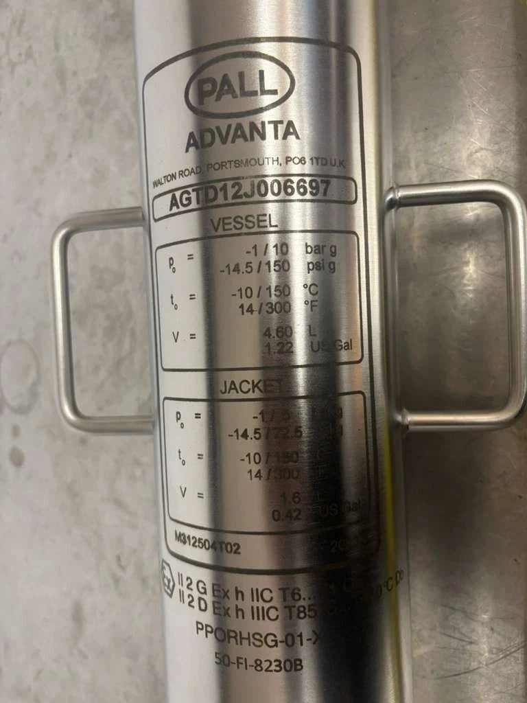 PALL ADVANTA HOUSING AGTD12J006697 Stainless Tri-Clamp Filter Housing