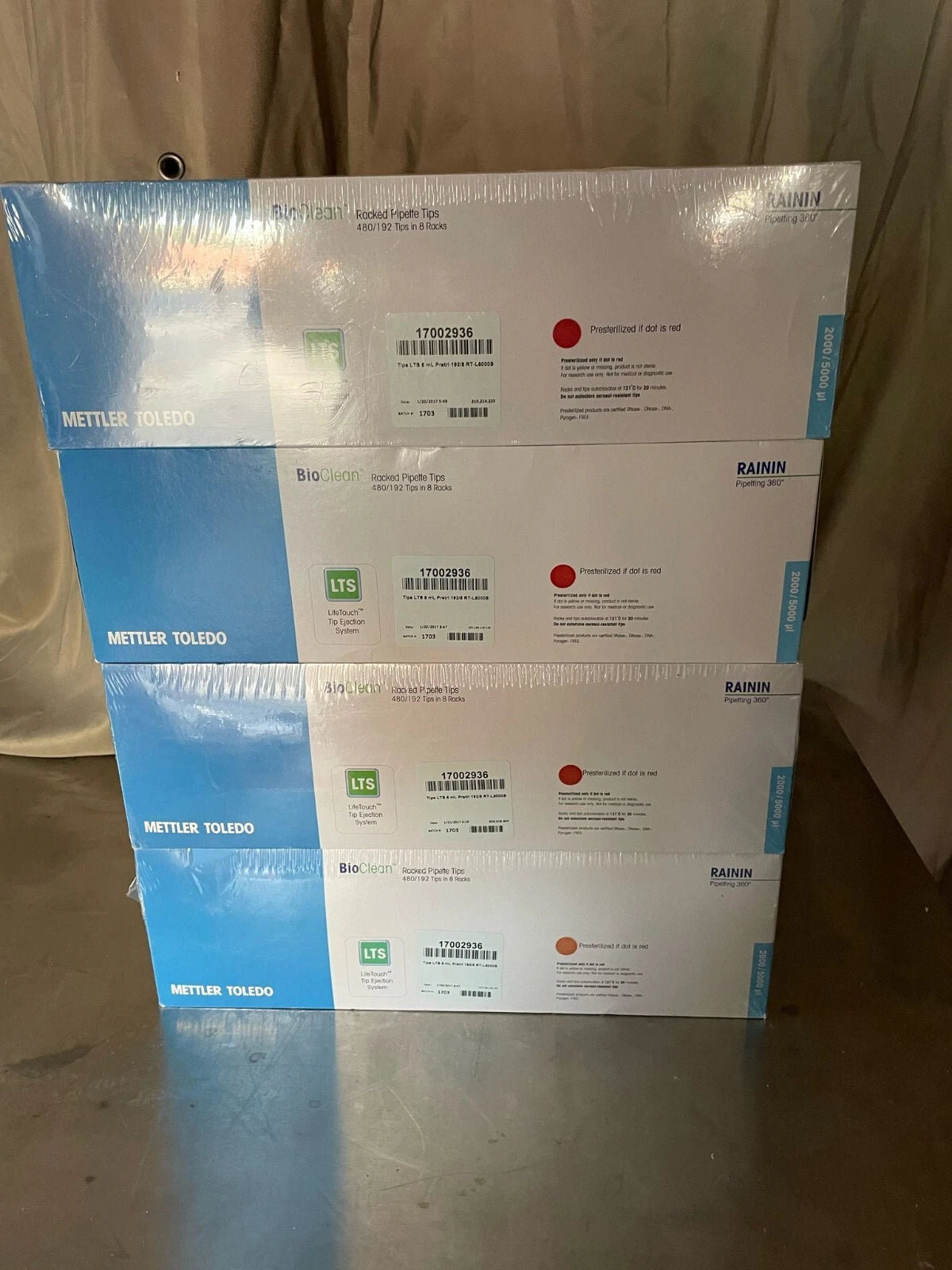 RAININ LTS 5mL Racked Pipette Tips RT-L5000S 17002936 lot of 4 boxes
