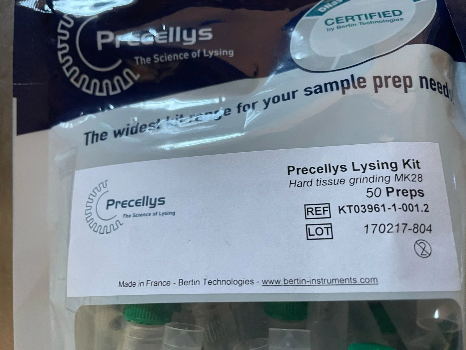 Precellys Lysing Kit KT03961-1-001.2 for 2 bags total opf 150 preps