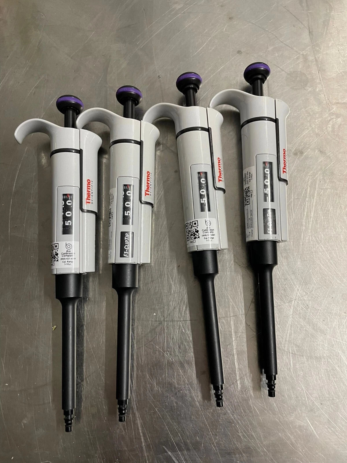 lot of 4 Thermo Scientific™ F1-ClipTip™ 5- 50 uL Single Channel Pipette