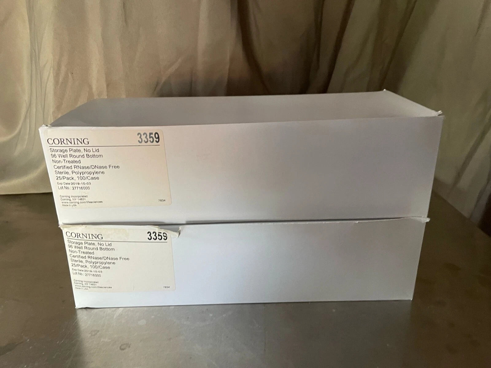 CORNING 96-Well Clear Microplates Sterile Round Bottom No Lids 3359 50/Pack