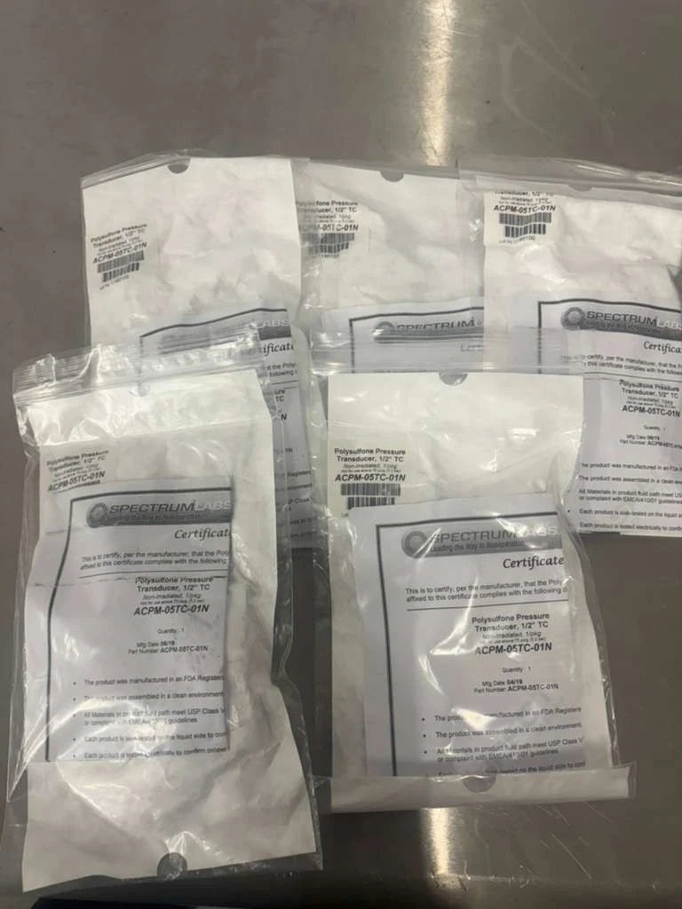 lot of 5 Repligen Polysulfone Pressure Transducer 1/2” TC, ACPM-05TC-01N